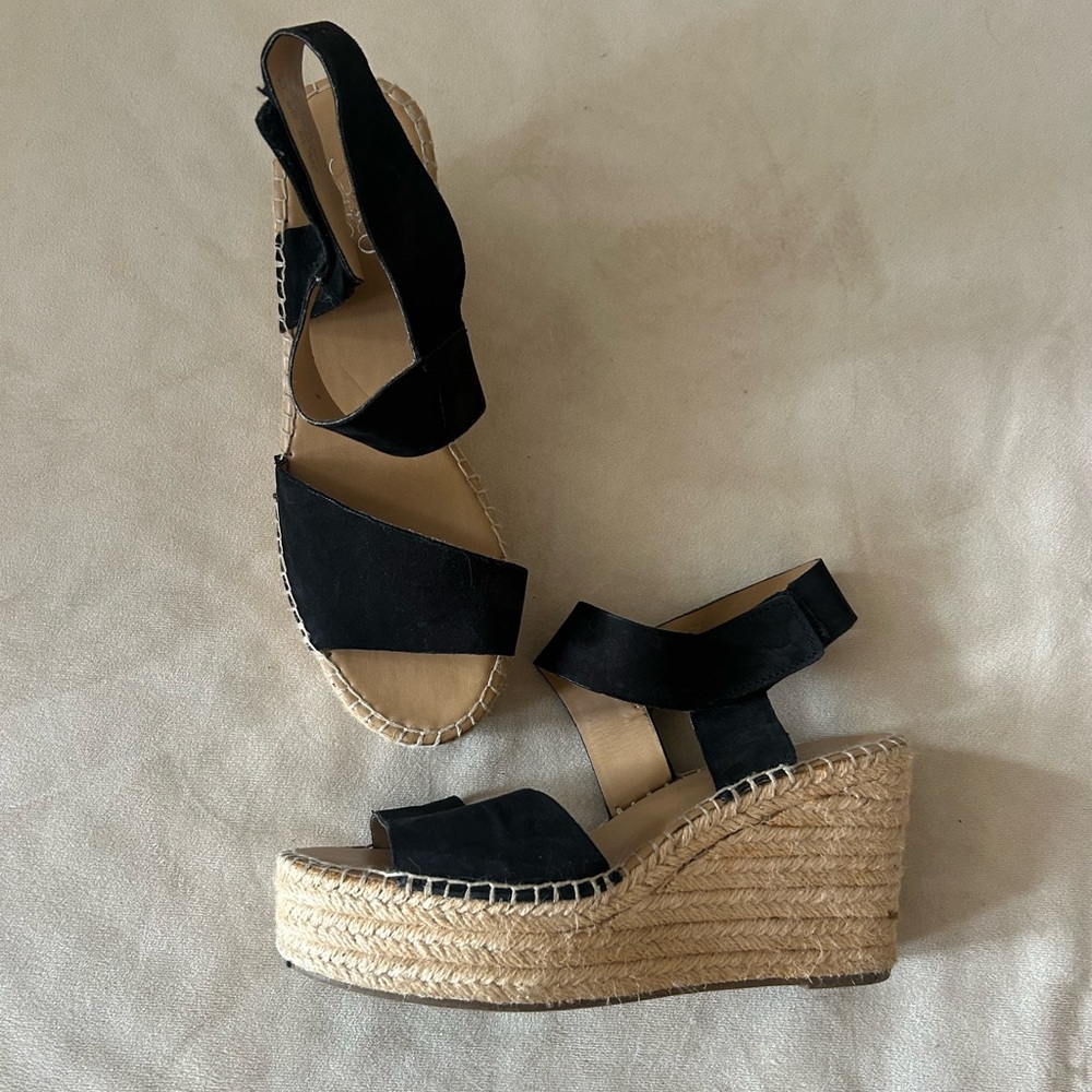 Franco Sarto Black Espadrille Platform Wedge - Picture 2 of 5